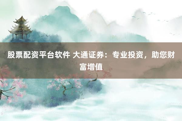 股票配资平台软件 大通证券：专业投资，助您财富增值