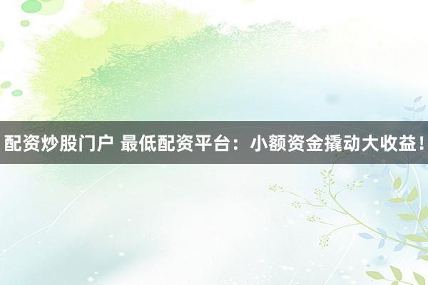 配资炒股门户 最低配资平台：小额资金撬动大收益！