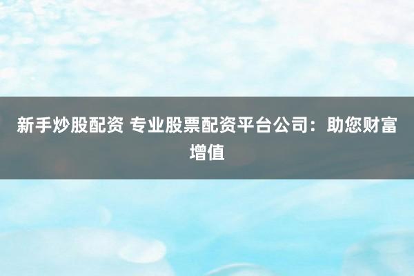 新手炒股配资 专业股票配资平台公司：助您财富增值