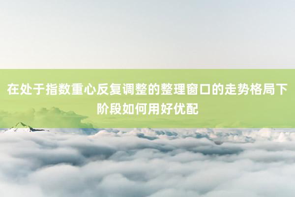 在处于指数重心反复调整的整理窗口的走势格局下阶段如何用好优配