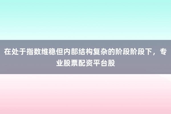 在处于指数维稳但内部结构复杂的阶段阶段下，专业股票配资平台股