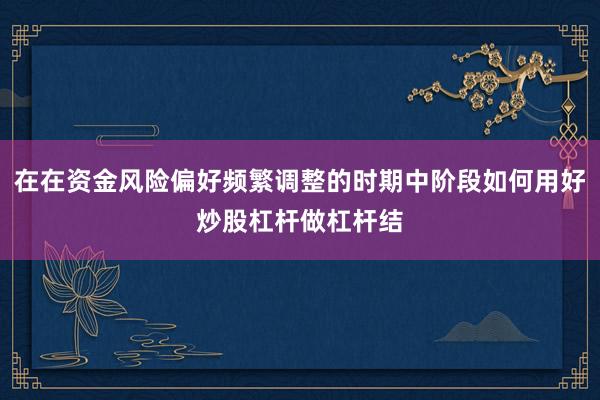 在在资金风险偏好频繁调整的时期中阶段如何用好炒股杠杆做杠杆结