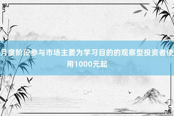 月度阶段参与市场主要为学习目的的观察型投资者使用1000元起