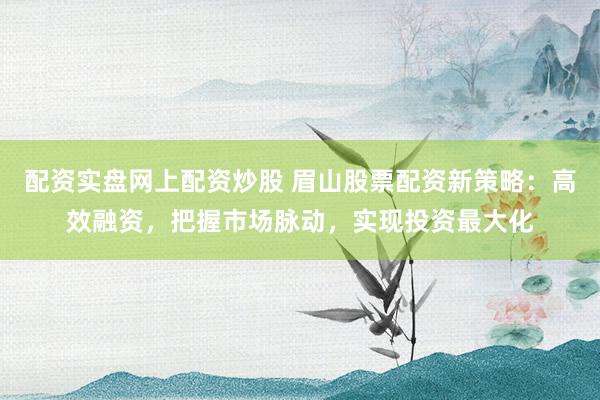 配资实盘网上配资炒股 眉山股票配资新策略：高效融资，把握市场脉动，实现投资最大化
