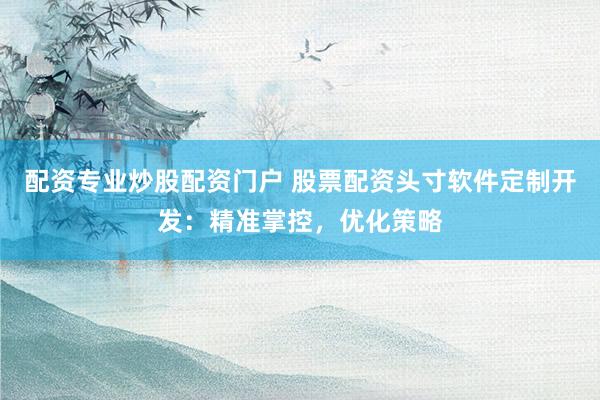 配资专业炒股配资门户 股票配资头寸软件定制开发:精准掌控,优化策略